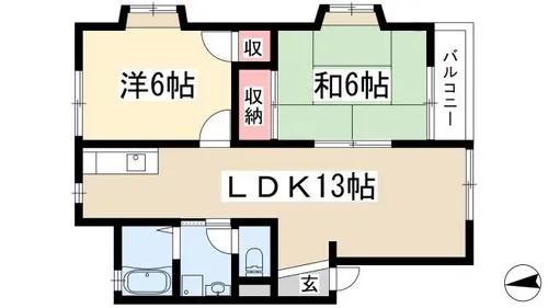 メゾン汐路Ⅱ【B号室】の間取り