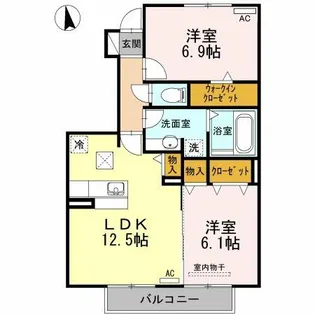 ソシア・ミズノ【1階】の間取り