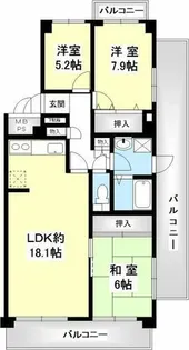ルミエール千里山田【6階】の間取り