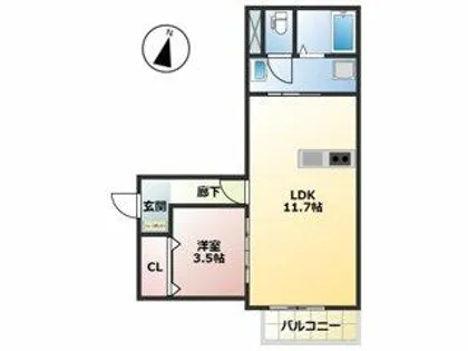 LEAF 荒江【102号室】の間取り