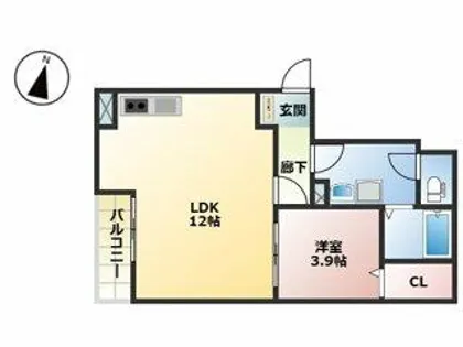 LEAF 荒江【103号室】の間取り