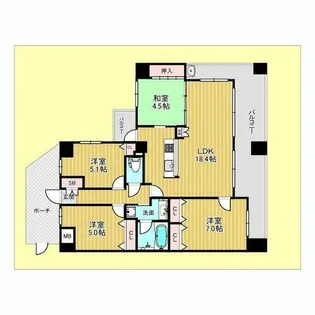 フュージョンコート豊中千里園【3階】の間取り