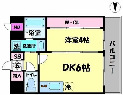 エステムコート難波Ⅵエント【13階】の間取り