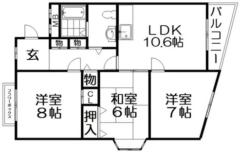 イーストヒルズ東香里【3階】の間取り