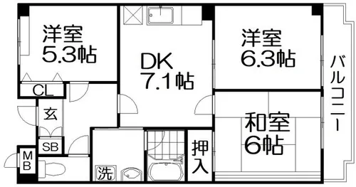 レスポワール星田【4階】の間取り