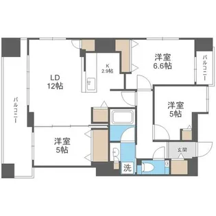 ライオンズ札幌大通グランフォート【9階】の間取り