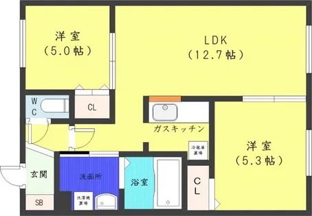 レクザ山鼻【3階】の間取り