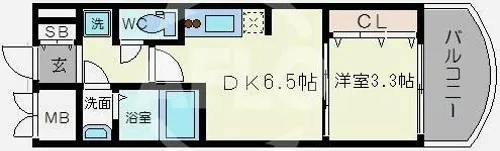 ラシュレエグゼ夕陽丘【5階】の間取り