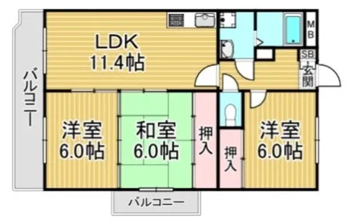 福岡県春日市須玖南1丁目【マンション】の間取り