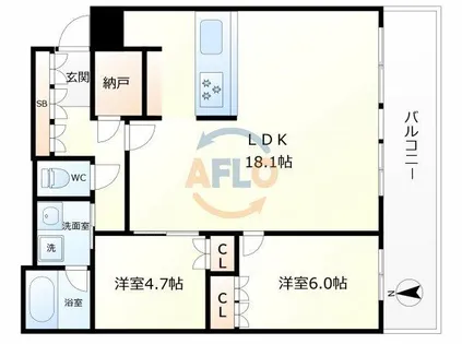 グランドメゾン京町堀タワー【13階】の間取り
