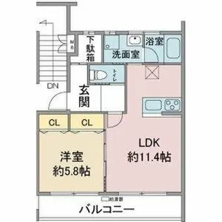 パークウエスト上社【1階】の間取り