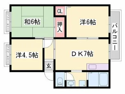 サンビレッジ中村A【1階】の間取り