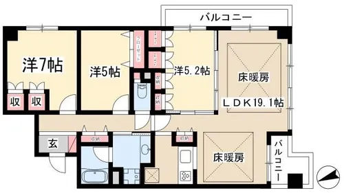 ラマーサ八事山Ⅰ(La Marsa八事山I)【4階】の間取り