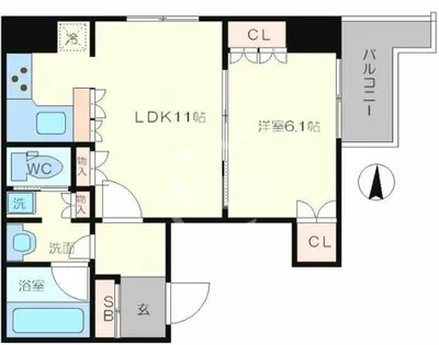 リーガル北堀江【13階】の間取り