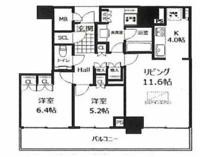 プレミストタワー大阪新町ローレルコート【36階】の間取り