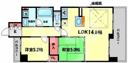 エスリード天満橋【8階】の間取り