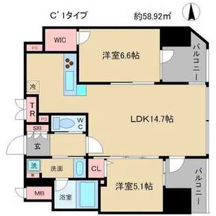 エステムプラザ梅田【8階】の間取り