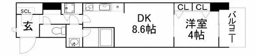 スプランディッド淀屋橋DUE【13階】の間取り