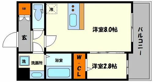 ラシーヌ瓦屋町【6階】の間取り
