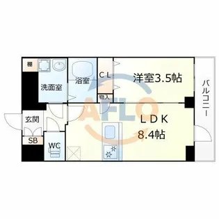 プレリス大阪今里サヴィア【12階】の間取り
