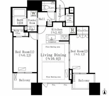 シティタワー大阪本町【30階】の間取り