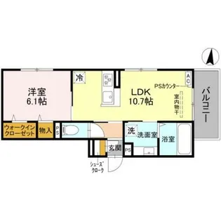 GRAMM六地蔵B棟【1階】の間取り