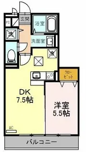 1DKの間取り画像