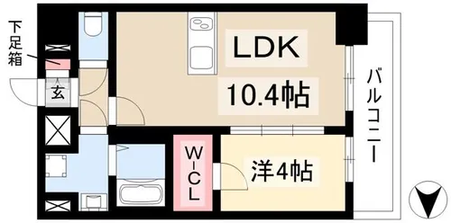 ディアレイシャス名古屋大須通【13階】の間取り