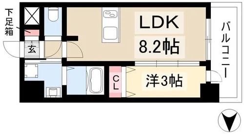 ディアレイシャス名古屋大須通【1404号室】の間取り