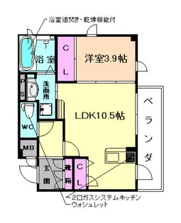 セレーノ姫室【203号室】の間取り