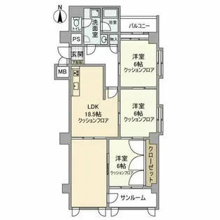 ハイツサンライズ【3階】の間取り