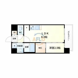 コンフォリア・リヴ淡路【9階】の間取り
