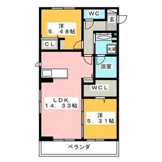 アンソレイエ トモ【2階】の間取り