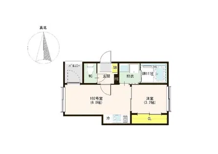 ハーモニーテラス深草キトロ町【1階】の間取り