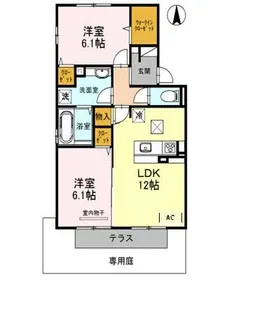 セジュール主原【2階】の間取り