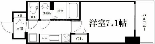 プレサンスOSAKA DOMECITYクロスティ【7階】の間取り