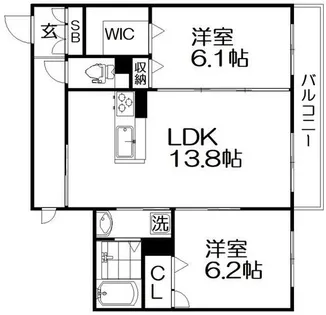 プロヌーブ楠葉朝日【206号室】の間取り