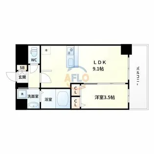 プレサンス塚本ベラビィ【14階】の間取り