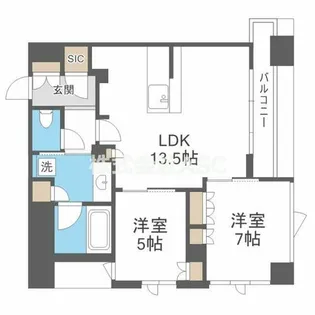 ブランズタワー谷町四丁目【1603号室】の間取り