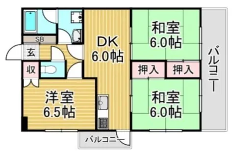 福岡県春日市春日公園3丁目【マンション】の間取り
