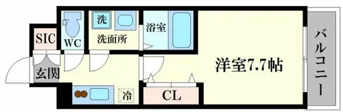 MELDIA CREST TAPP NAMBA-WEST【14階】の間取り