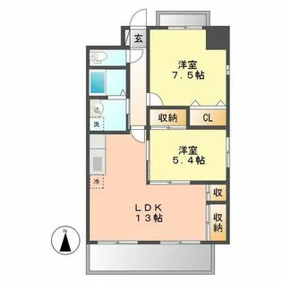 愛知県北名古屋市高田寺出口【マンション】の間取り