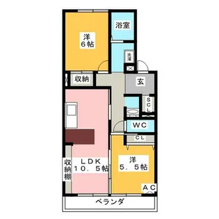 クラウン杉本A【4階】の間取り