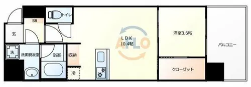 ブエナビスタ難波タワー【9階】の間取り