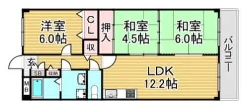 福岡県大野城市山田2丁目【マンション】の間取り