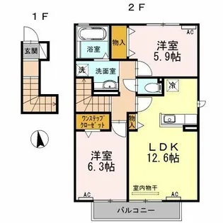 ハイム杉山 A棟【2階】の間取り