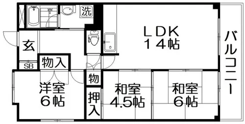 第二メゾン香里【2階】の間取り