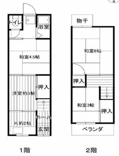 大阪府大阪市東住吉区今川5丁目【テラスハウス】の間取り