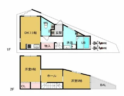 大阪府大阪市東住吉区西今川1丁目【一戸建】の間取り