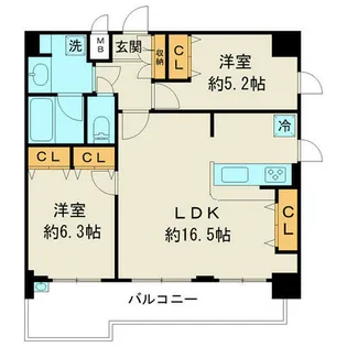 エステムプラザ神戸水木通グランクロス【14階】の間取り